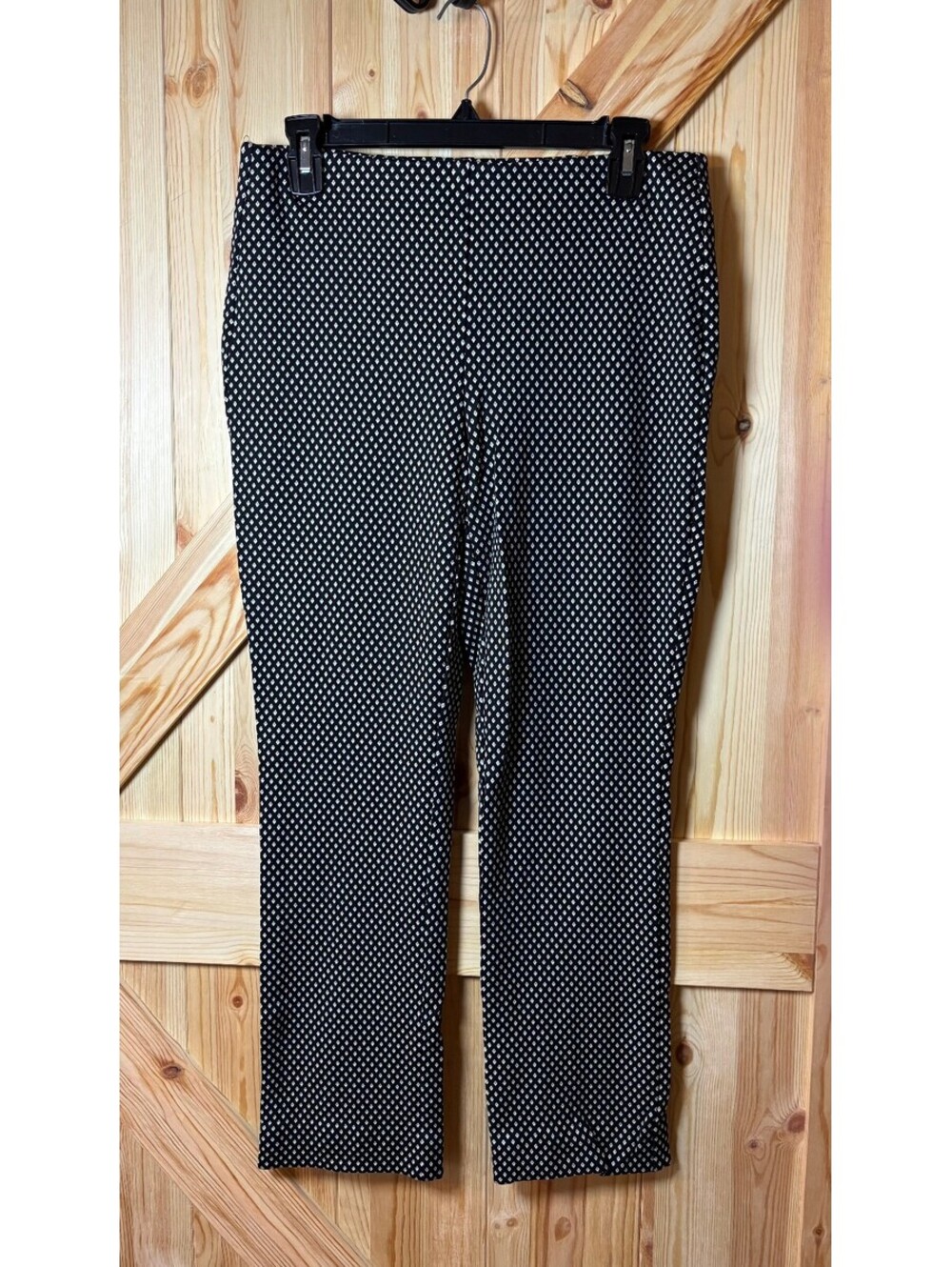 Chico's Black and White Diamond Pattern Pants Size 4R